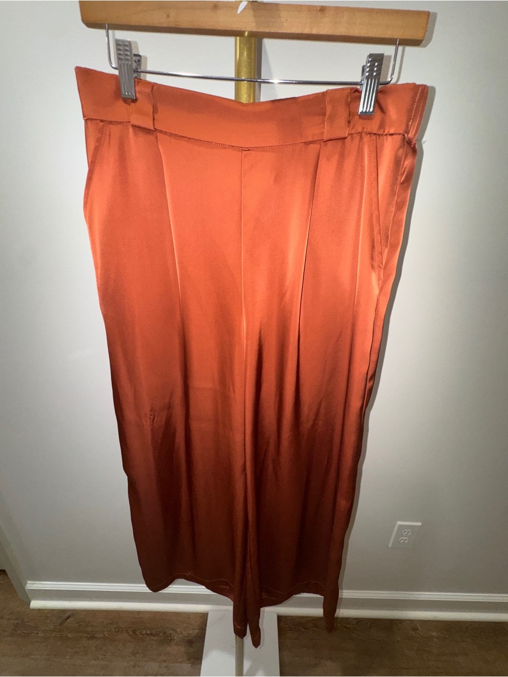 Rachel Zoe Wide-Leg Satin Pants - Rust Orange size Medium